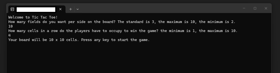 define the boardsize and number of connected cells